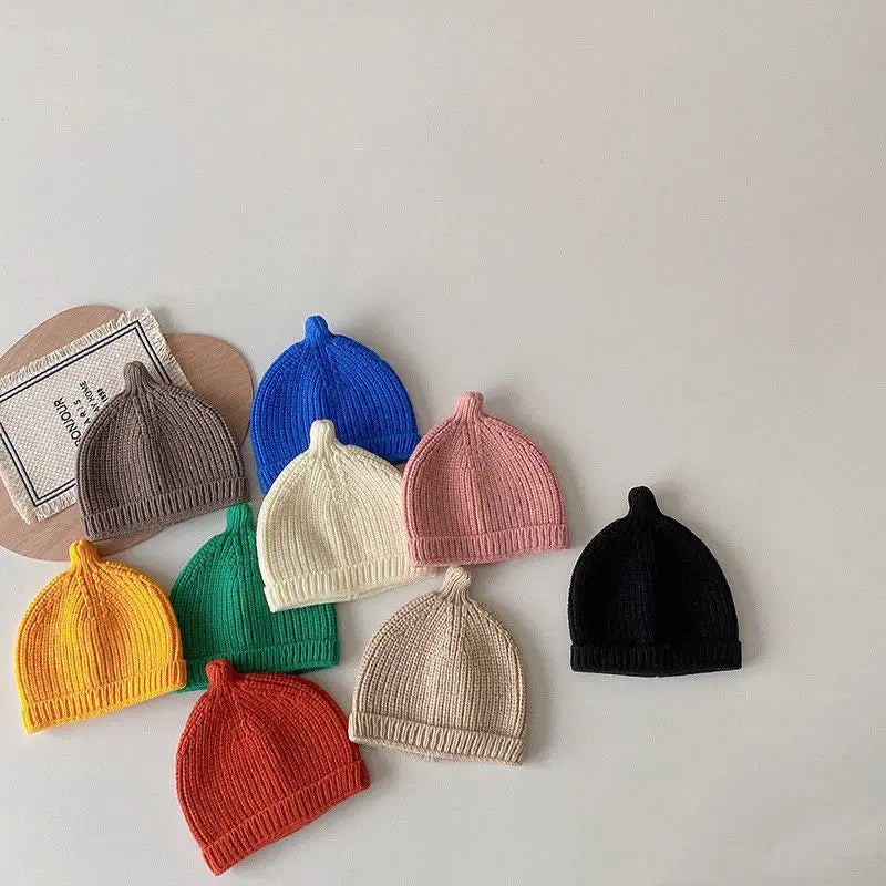 2024 Korea Baby Knit Hat Infant Beanie For Girls Boys Cute Infant Baby Bonnet Caps Elastic Kids Hats Newborn Baby Accessories